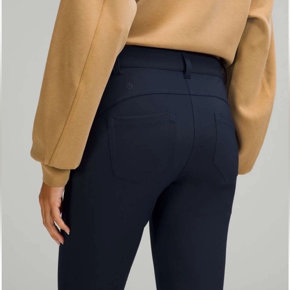 LULULEMON City Sleek 5 Pocket Zip Up Warpstreme Pant Women 27 x 30 Navy Stretch - Picture 1 of 17